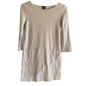 NICOLE MILLER 3/4 sleeve gray Heathered office tunic dress pockets NWOT Sz M